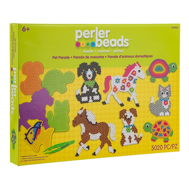 Perler Multicolor Beads Pet Parade Box Kit, 5000 Pieces and 3 Pegboards