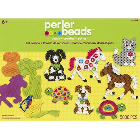 Perler Multicolor Beads Pet Parade Box Kit, 5000 Pieces and 3 Pegboards