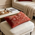 thumbnail image 5 of Rustic Wildflower Embroidered Lumbar Pillow Cover, Fuzzy Yarn Vintage Floral Rectangular Cushion Case for Sofa Bed Bench Chair and Farmhouse Home Decor, 5 of 6