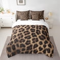 thumbnail image 2 of Homewish Fashion Leopard Print Twin Bedding Sets 7-Piece for Men, Cheetah Animal Bedding Comforter Set, Chic Brown Polkadots Reversible Sheet Sets, Super Cozy Room Decor, 2 of 7