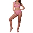 thumbnail image 2 of INSPIRAR CHIC Bikini de Mujer con Volantes, Escote en V, Tirantes Anchos, Estampado de Leopardo, 2 Piezas, Top Ajustable, Parte Inferior Triangular, Talla X-Large, Leopardo Rosa, 2 of 5