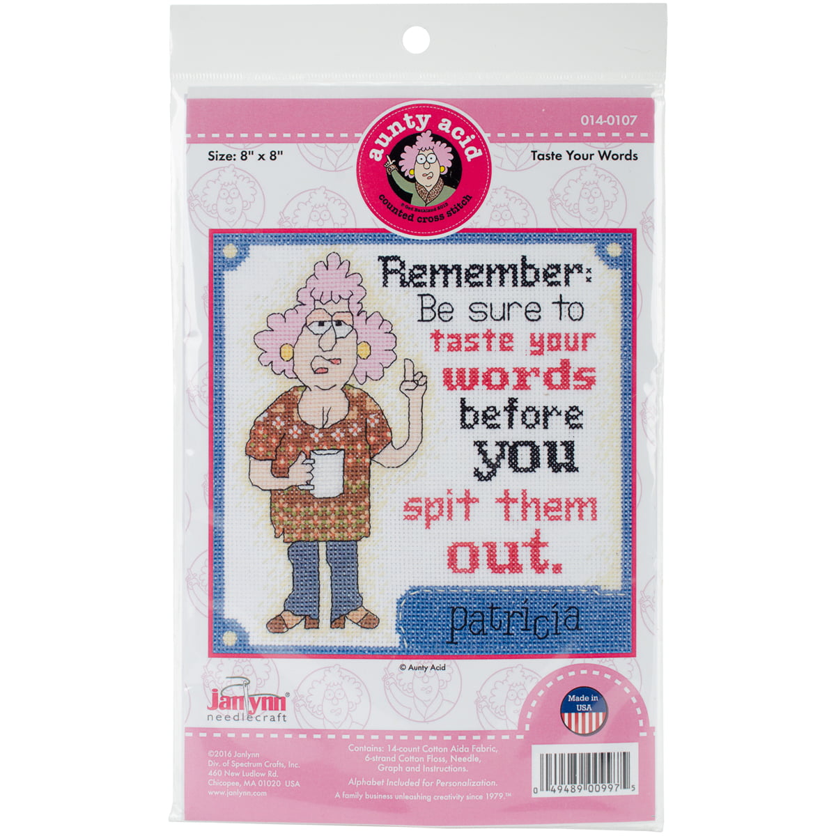 Aunty Acid Other Personalities Counted Cross Stitch Kit-8 Inch X 8