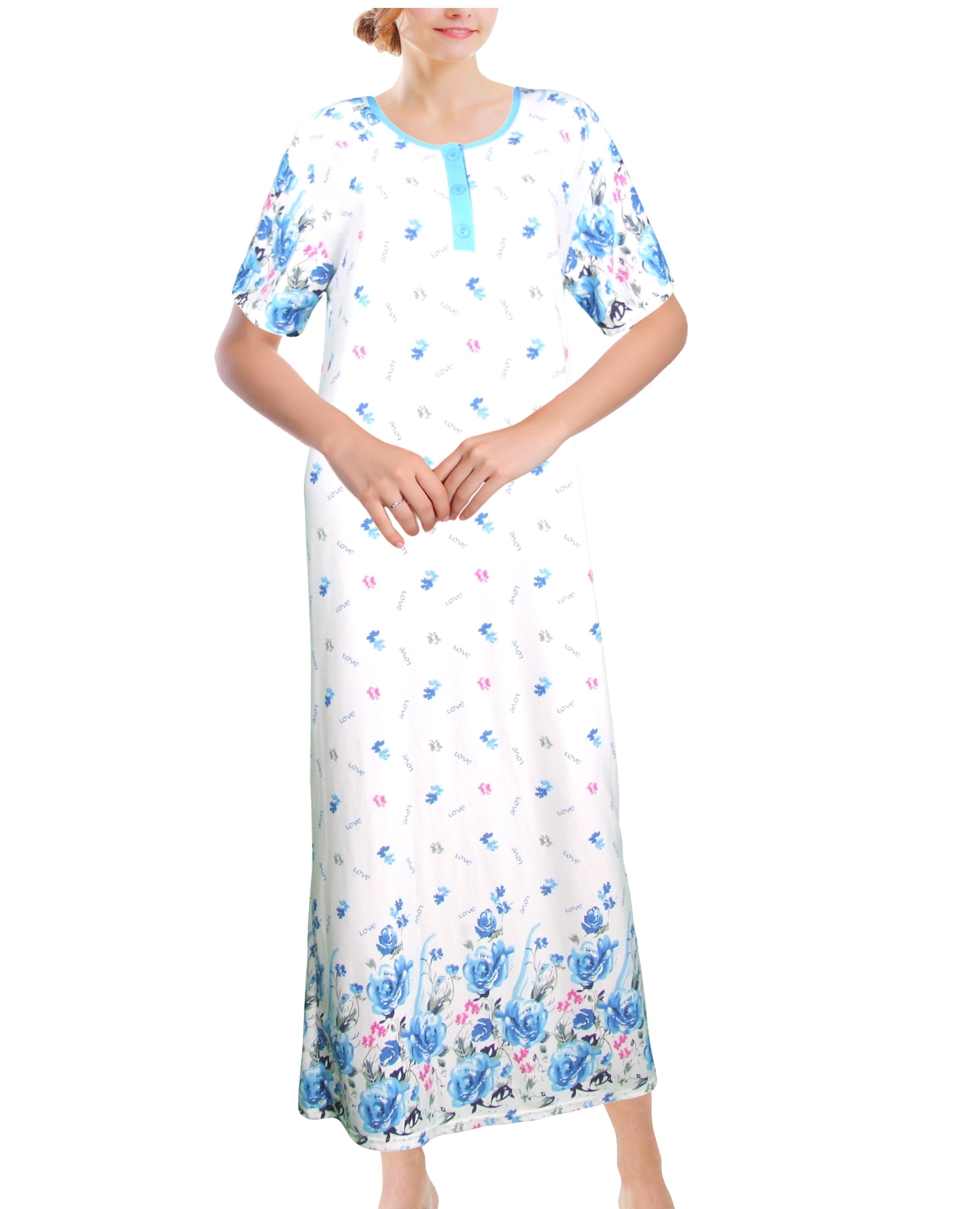 button front night gown