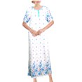 thumbnail image 1 of Chemin de Moda Women's Short Sleeve Button Front Love Print Floor-Length Long Nightgown, 1 of 4