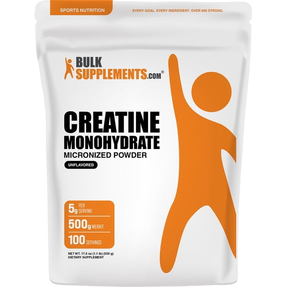 BulkSupplements Creatine Monohydrate Powder - 500g (1.1 lbs)