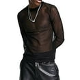 thumbnail image 6 of Mens Fashion See Through Mesh Long Sleeve T-Shirts Muscle Sports Clubwear Tops, 6 of 8