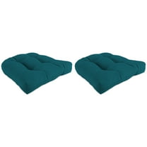 Jordan Manufacturing 19" x 19" Canvas Teal Solid Square Tufted Outdoor Wicker Seat Cushion with Rounded Back Corners (2 Pack)