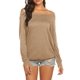 thumbnail image 2 of Camiseta Halife con hombros descubiertos, holgada, para mujer, color café claro, 2 of 6