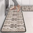 thumbnail image 2 of Kitchen Rugs Sets Of 2,Boho Brown Damask Ethnic Pattern Anti Fatigue Kitchen Mat Rugs Non Slip Washable,Decorative Kitchen Floor Mats for Kitchen,Sink,Laundry,17"x47"+17"x47", 2 of 5
