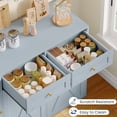 thumbnail image 6 of Homfa 47.2"W Kitchen Sideboard Credenza, Trash Can Cabinets Fits 12.5 Gallon Can, 2 Drawer Wood Buffet Storage Cabinet with Adjustable Shelf, Blue, 6 of 7