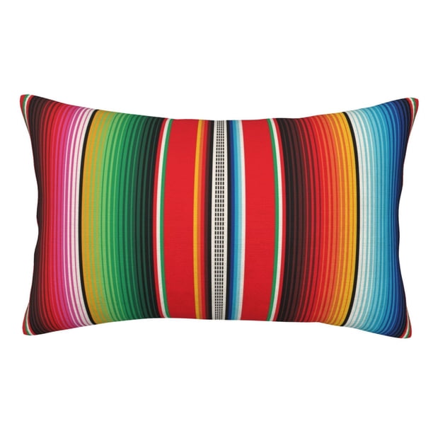 Fotbe Mexican Serape Blanket Stripes Funda de Almohada Decorativa Estilo Occidental, Lujo en Algodón, Fundas para Almohadas King, Cojín Estampado para Decoración del Hogar-20"x30"