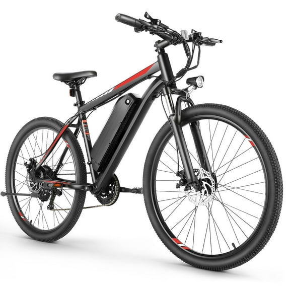 Elifine Electric Bike, 27.5" Ebike for Adults 500W Adult E-bicycles Electric Mountain Bike, 48V 10.4Ah Battery, Mountain E Bike, Lockable Suspension Fork Ebike for Mountain Beach Snow, UL2849