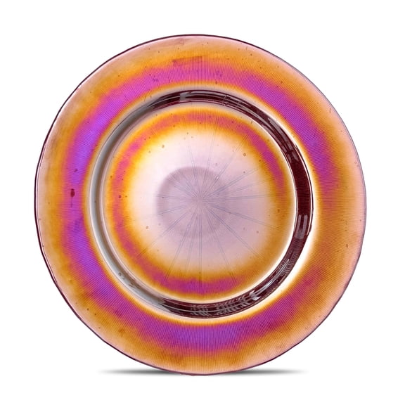 TigerChef Glass Chargers for Dinner Plates - Glass Charger Plates - Plate Chargers Wedding Dcor Placemats- Various Designs (8, Red Iridescent)