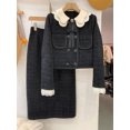 thumbnail image 1 of Vestido de falda de dos piezas para mujer, de doble botonadura Chaqueta corta, vestido de vaina para mujer, conjuntos formales elegantes, vestido de trabajo de 2 piezas, 1 of 5