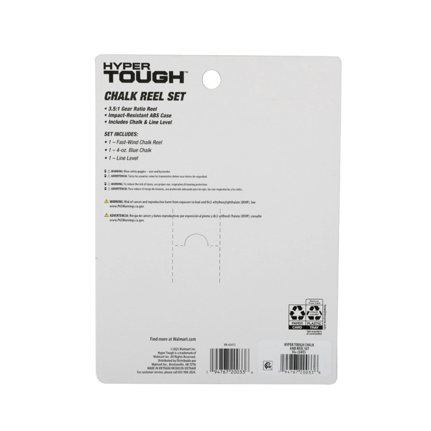 Hyper Tough 8 ounce Blue Chalk Line and 100-foot Reel Set
