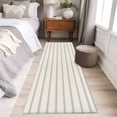 thumbnail image 4 of Rectangle Rug 2x6Ft Sage Green Stripe Minimalist Art Soft Indoor Throw Rugs Carpets for Living Dining Bedroom Kids Room Non-Slip Playroom Crawl Rug Floor Mats Modern Geometric Pinstripes, 4 of 9