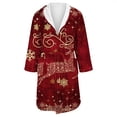 thumbnail image 4 of Women's Fleece Plush Robe Long Warm Plush Bathrobe Loungewear Jacket Printed Comfort Robe, 4 of 5