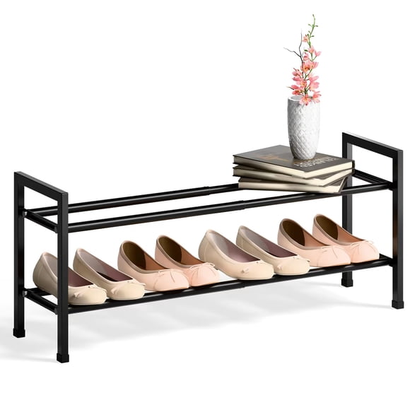 Zapatero Bumusty de 2 niveles expandible para armario, metal negro