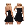 thumbnail image 5 of Sedceaty Women's Summer Mini Sling Dress Black Sleeveless Backless Pleated A-line Dresses, 5 of 6