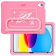 thumbnail image 2 of Heavy Duty Shockproof Case For iPad 2025 / 2022,Anti Drop Silicone+PC Layer Protective Case Handle Stand ,Shoulder Strap，Cartoon Pattern Three-layer Protective Tablet Cover,Pink,For iPad 2025 / 2022, 2 of 10