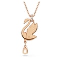 thumbnail image 4 of Collar con colgante de cisne de Swarovski con cristales negros en oro rosa, 4 of 6