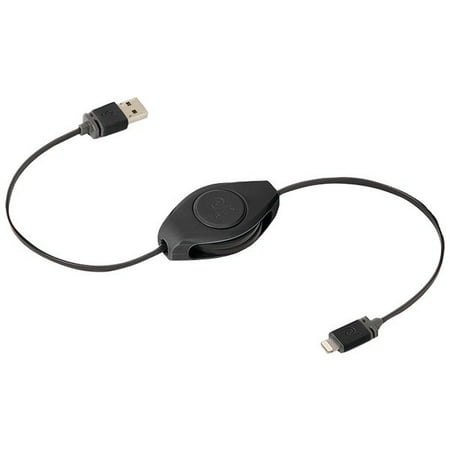 Emerge ETLUSBBLK Premier Retractable Charge and Sync Cable, Black
