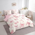 thumbnail image 2 of Erosebridal Cute Ribbon Bow Twin Bedding Sets 7-Piece for Children,Kawaii Plaid Bowtie Bedding Comforter Set for Teens Girls,Pink Reversible,Lightweight Room Decor, 2 of 6