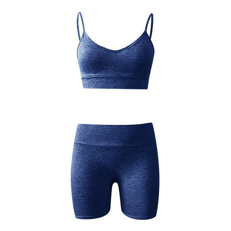 Workout Outfits for Women 2 Piece Set Cami Crop Bandeau Top and High Waist  Shorts Leggings Yoga Gym Sportswear