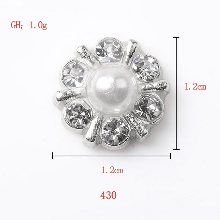 10pcs Round Rhinestone Pearl Buttons Embellishments for DIY Sewing Clothes