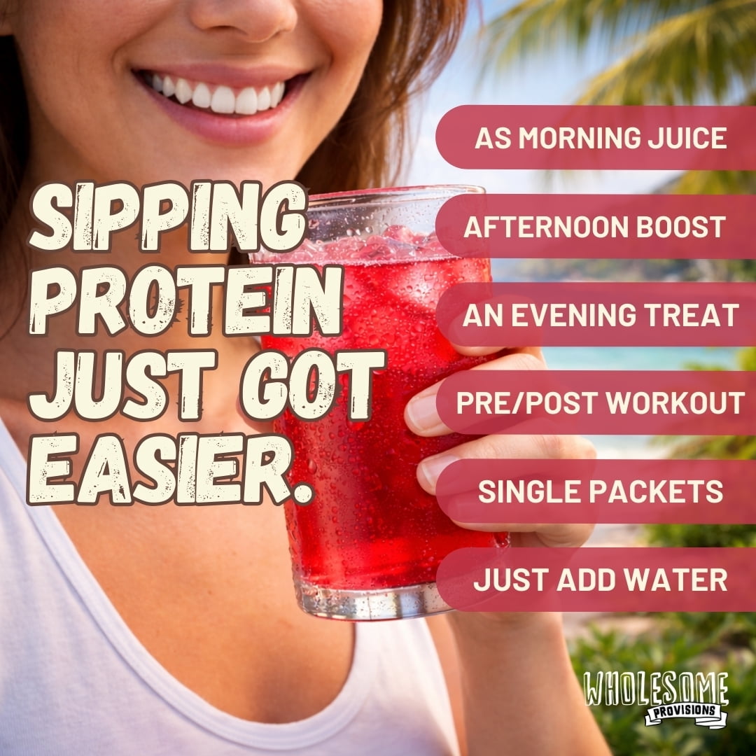 Protein Fruit Drink Mix, 15g Protein, Low Sugar, Collagen + Prebiotics, No Artificial Colors or Dyes, Refreshing by Wholesome Provisions(Pack of 3, Cranberry Grape)