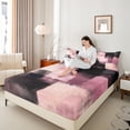 thumbnail image 4 of Homewish Vintage Artwork Adult Full Size Sheets, Black Pink Square Abstract Bed Sheets, Fashion Oil Printing Sheet Sets, Microfiber Bedroom Decor, 4-Piece, 4 of 7