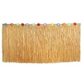 thumbnail image 2 of 9 feet X 11 Luau Grass Table Skirt, Hawaiian Luau Libiscus Table Skirt for Hawaiian Party, Luau Party Supplies, Luau Party Decorations, Moana Birthday Party, 2 of 7