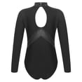 thumbnail image 6 of Sinleey Kids Girls Figure Ice Skating Bodysuit Long Sleeve Mesh Jumpsuit Rhinestones Mock Neck Ballet Black 16, 6 of 7
