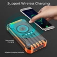 thumbnail image 6 of Outdoor Solar Portable Power Bank with Wireless Charging, Built-in 4 Cables, 20000mAh Battery, IP65 Waterproof, Dustproof, Digital Display power, Dual LED Flashlight, High Conversion efficiency, 6 of 8