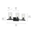 thumbnail image 4 of 45497BKCLR Kichler Lighting Crosby - 3 Light Bath Vanity-8.75 Inches Tall and 23 Inches Wide-Black Finish-Clear Glass Color, 4 of 8