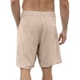 thumbnail image 4 of Dwelliawo Men's Cotton Linen Shorts Pleat-Front 9" Flat Front Cotton Linen Shorts Relaxed Fit Travel Outfits Linen Dress Elastic Waist Vintage Khaki S, 4 of 5