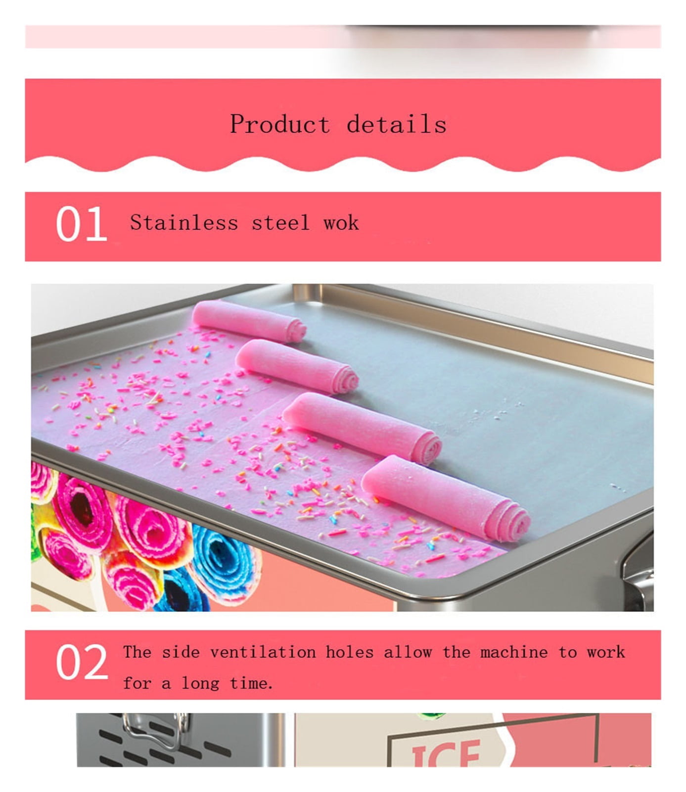 Desktop Small Fried Ice Cream Roll Machine Household Portable Yogurt Slushie Makers 330W Fast Cooling