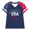 thumbnail image 5 of 250 Anniversary Usa Shirt Women Women's Casual Solid V Neck Short Sleeve Tee Everyday Tshirts for Women Dark Blue S, 5 of 5
