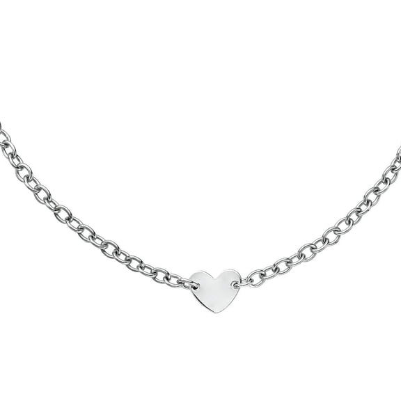 JewelStop Sterling Silver Polished Finish 5mm Heart Tag Link Chain Necklace with Lobster Clasp - 18"