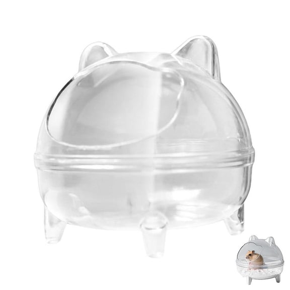 Pekkaxy Hamster Bathroom Set, 3.94x3.94x3.54 in, Low-Dust Bath Sand for Odor Control, Portable Grooming Station for Cage or Travel