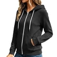 thumbnail image 6 of Guluxicc Womens Hooded Jacket with Pockets Full Zip Drawstring Long Sleeve Solid Jackets for Everyday Fall Winter, 6 of 7