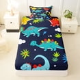 thumbnail image 3 of Feelyou Jungle Dino Twin Sheet Sets for Kids Boys Girls, Tropical Wildlife Bedding, Navy, 3 Pieces, 3 of 5