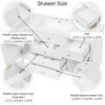 thumbnail image 3 of 60" Bathroom Vanity with Sink, Modern Bathroom Storage Cabinet with Rattan Doors, 5 Drawers & Pine Legs, White, 3 of 18