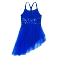 thumbnail image 4 of XUNZOO Kids Girls Ballet Dance Leotards Dress Sleeveless Straps Sequined Tops Tutu Skirts Dark Blue L, 4 of 6