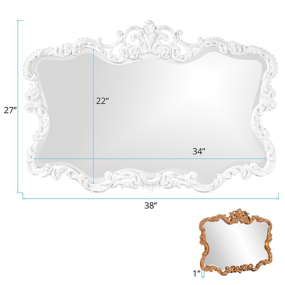 Tyler Dillon Glossy White Ornate Framed Decorative Wall and Accent Mirror - A/N