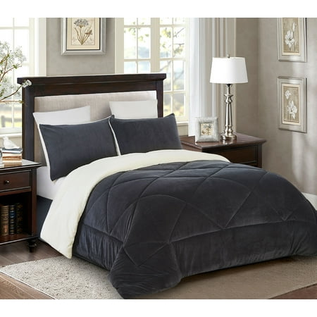 Reversible 2 Piece Fleece Sherpa Down Alternative Comforter Set
