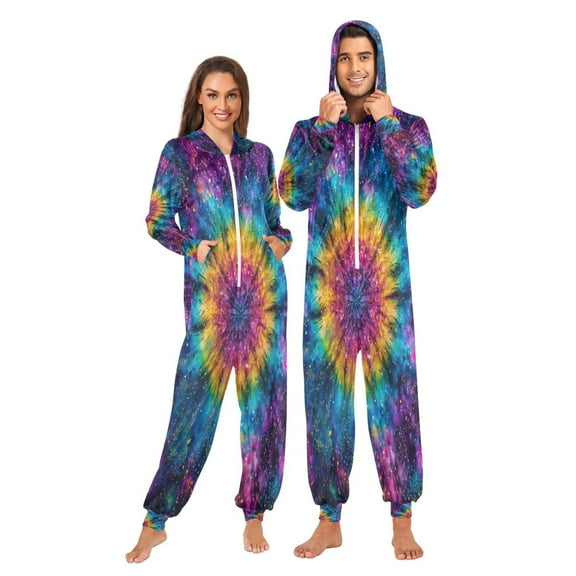 Onesie Jumpsuits For Men&Women Winter One Piece Zipper Pajamas Playsuit Explosion Of Rainbow