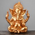 thumbnail image 2 of Estatua dorada de Ganesha 4 figuras de resina con forma de elefante hindú, 9,5 cm, 2 of 2