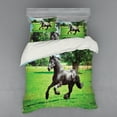 thumbnail image 2 of Ambesonne Animal Bedding Set 3 Pcs, Friesian Horse, Twin, Black Green, 2 of 3