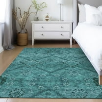Addison Rugs Chantille Indoor/Outdoor Transitional Floral Teal Washable Rectangle Rug, 9' x 12'